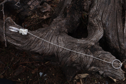 Gray Wolf Blood and Bone Quartz Pendulum with Ouroboros Ring