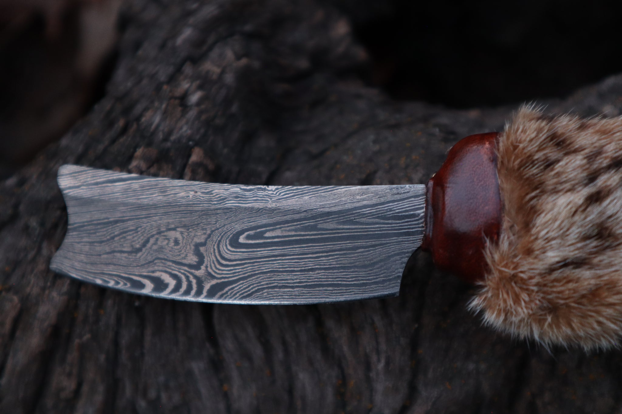 Damascus Bobcat Paw Cleaver