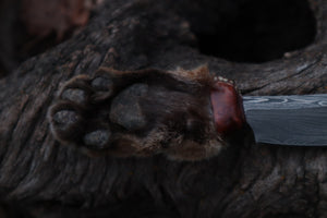 Damascus Bobcat Paw Cleaver