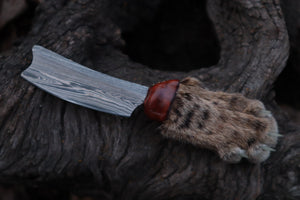 Damascus Bobcat Paw Cleaver