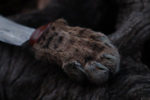 Damascus Bobcat Paw Cleaver