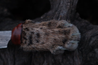 Damascus Bobcat Paw Cleaver