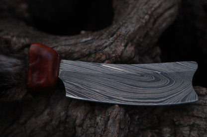 Damascus Bobcat Paw Cleaver