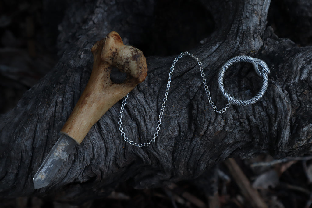 Great Pyrenees Humerus Pendulum with Ouroboros Ring