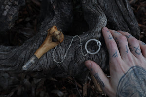 Great Pyrenees Humerus Pendulum with Ouroboros Ring