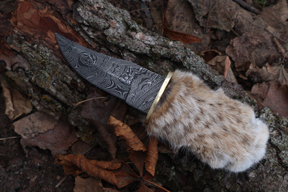 Damascus Bobcat Paw Knife