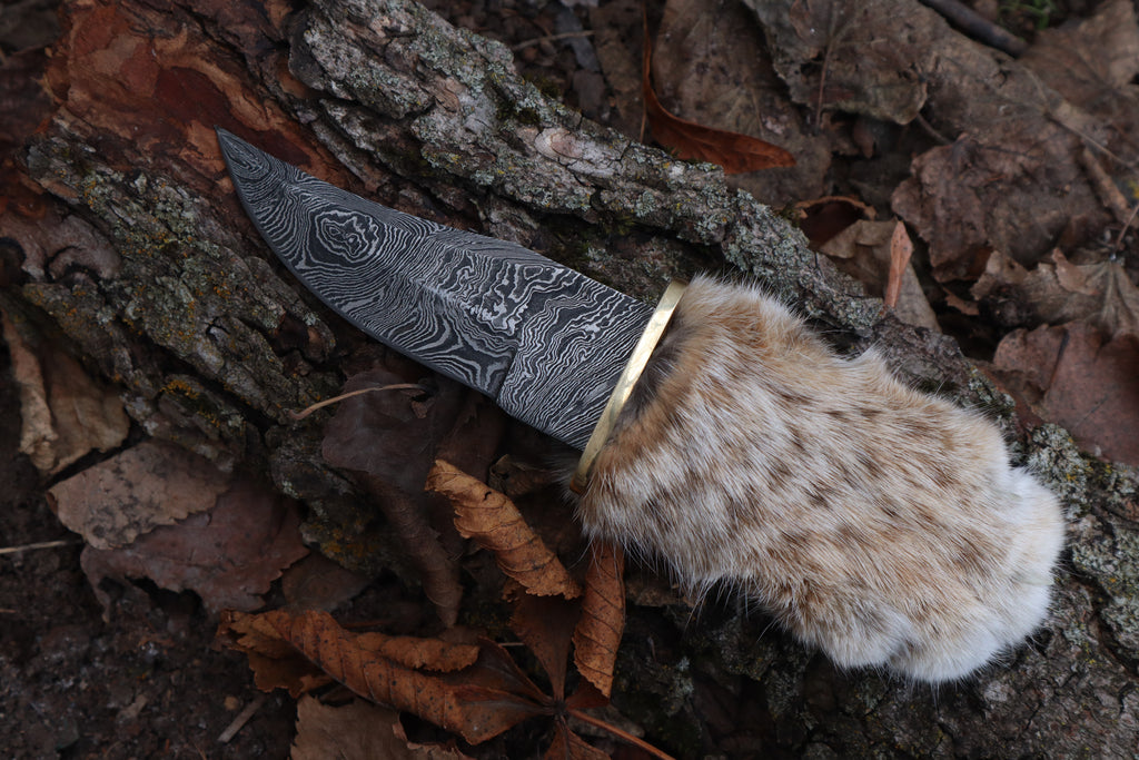 Damascus Bobcat Paw Knife