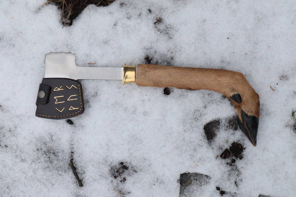 Whitetail Deer Hoof Hatchet with Leather Sheath
