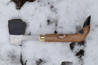 Whitetail Deer Hoof Hatchet with Leather Sheath