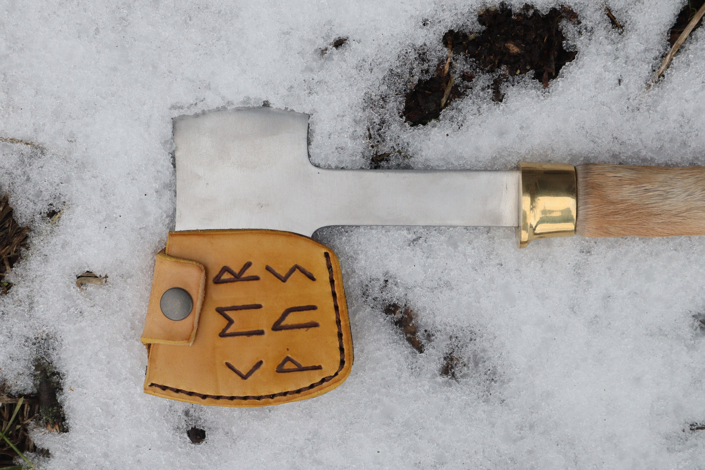 Whitetail Deer Hoof Hatchet with Leather Sheath