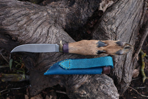 Whitetail Deer Hoof Knife with Leather Sheath