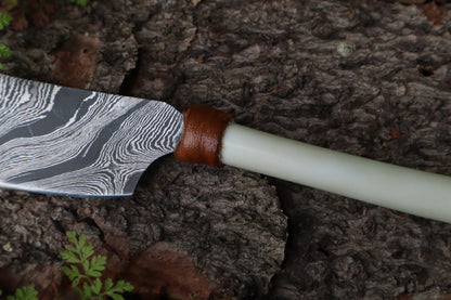 Damascus Red Fox Femur Cleaver
