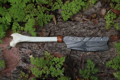 Damascus Red Fox Femur Cleaver