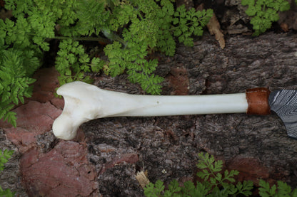 Damascus Red Fox Femur Cleaver