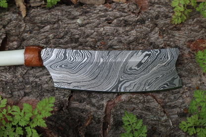 Damascus Red Fox Femur Cleaver