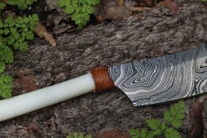 Damascus Red Fox Femur Cleaver