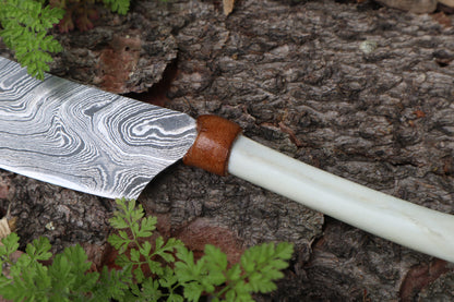 Damascus Red Fox Femur Cleaver