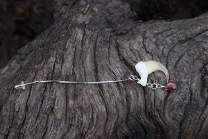 Ruby Bobcat Claw Earring - Single - .925 Silver