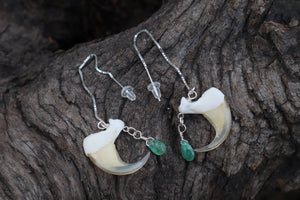 Emerald Bobcat Claw Earrings - .925 Silver