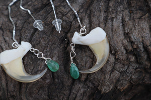 Emerald Bobcat Claw Earrings - .925 Silver