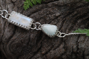 Gray Wolf Bone and Moonstone Necklace