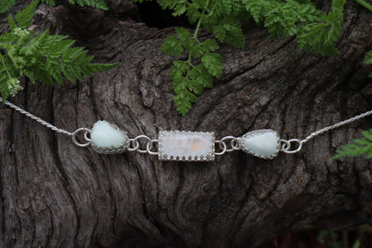 Gray Wolf Bone and Moonstone Necklace