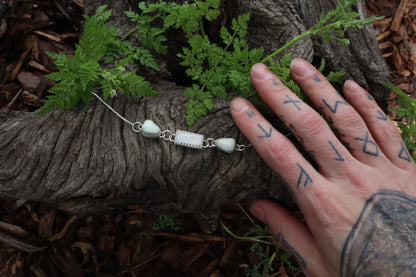 Gray Wolf Bone and Moonstone Necklace