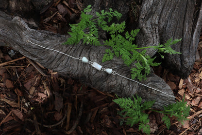 Gray Wolf Bone and Moonstone Necklace