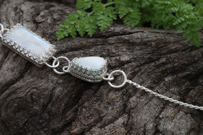 Gray Wolf Bone and Moonstone Necklace