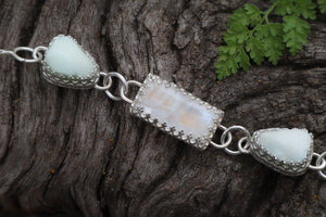 Gray Wolf Bone and Moonstone Necklace