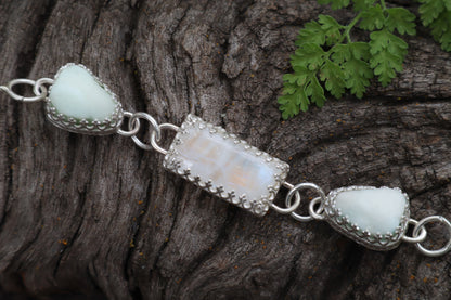 Gray Wolf Bone and Moonstone Necklace