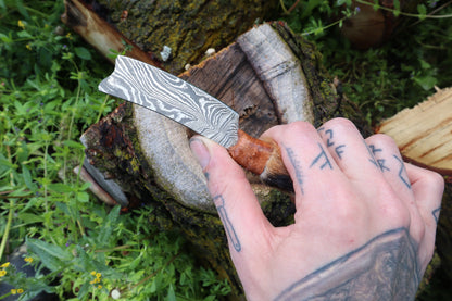 Damascus Red Fox Paw Cleaver