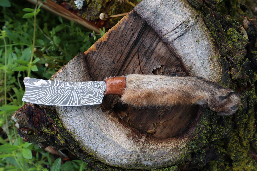 Damascus Red Fox Paw Cleaver