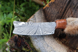 Damascus Red Fox Paw Cleaver