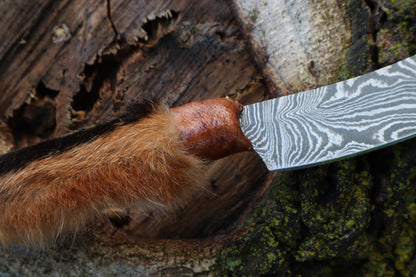 Damascus Red Fox Paw Cleaver