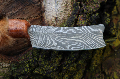 Damascus Red Fox Paw Cleaver