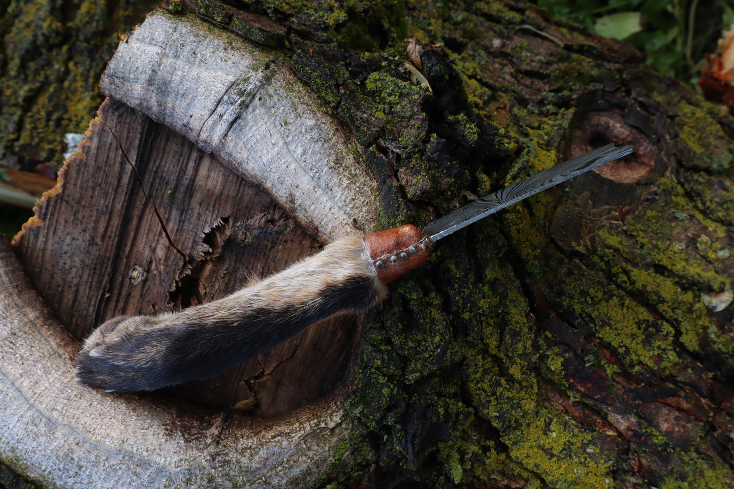 Damascus Red Fox Paw Cleaver