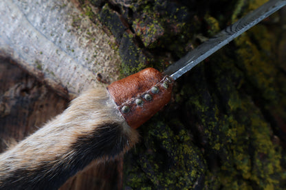 Damascus Red Fox Paw Cleaver