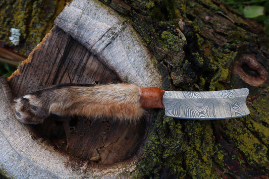 Damascus Red Fox Paw Cleaver