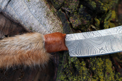Damascus Red Fox Paw Cleaver