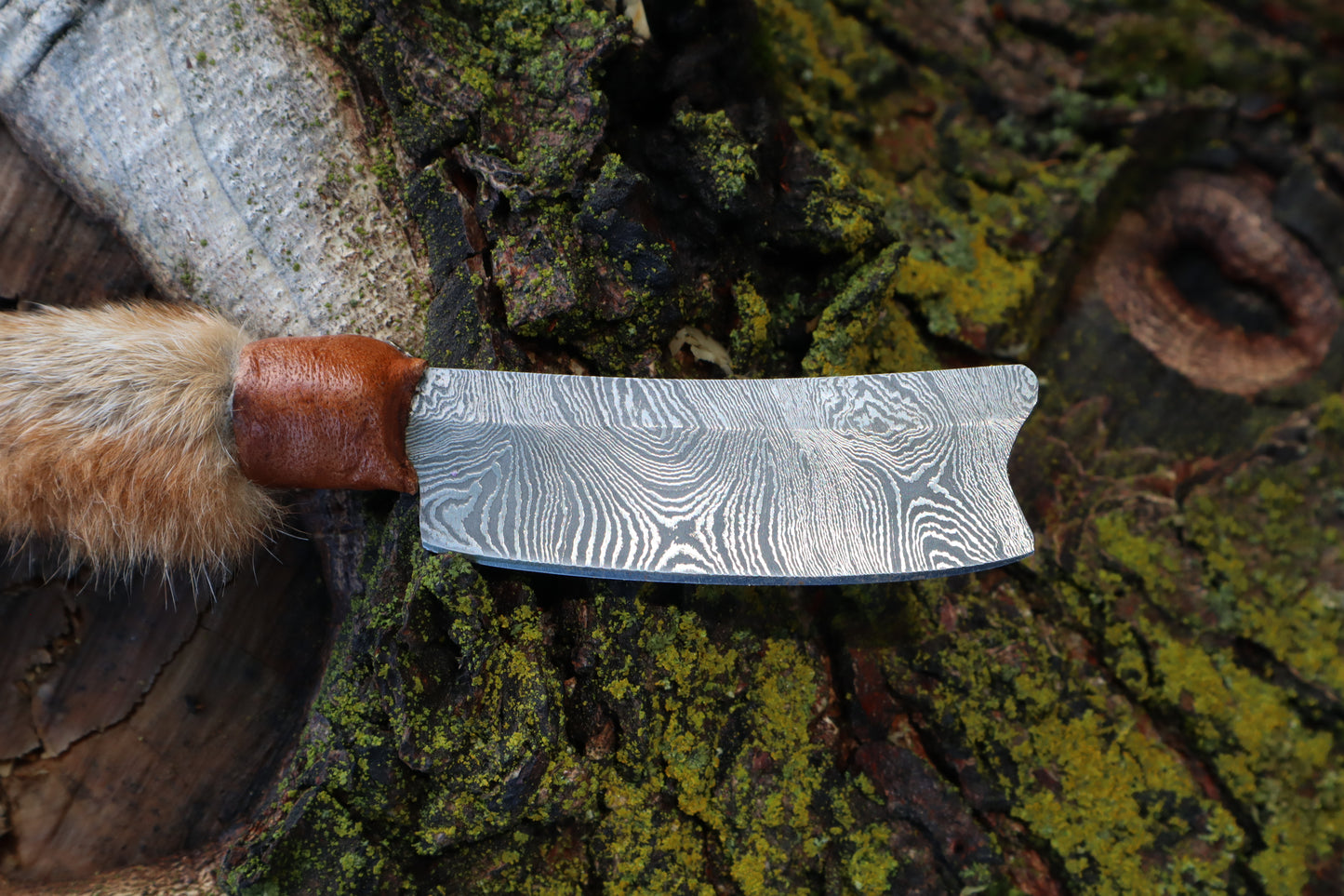 Damascus Red Fox Paw Cleaver