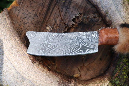 Damascus Red Fox Paw Cleaver
