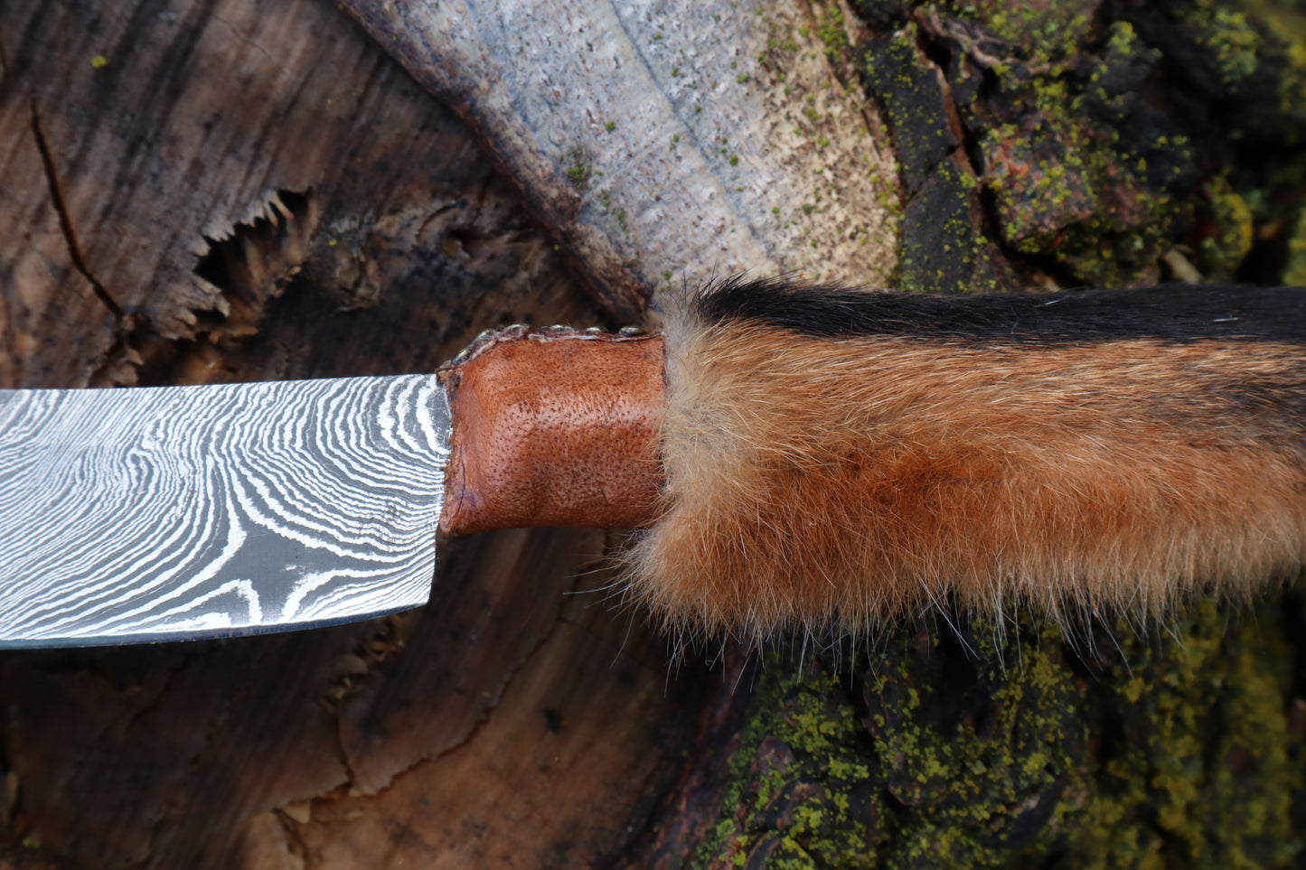 Damascus Red Fox Paw Cleaver
