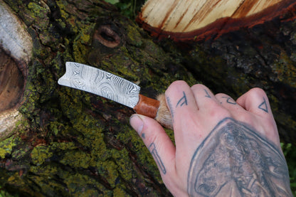 Damascus Red Fox Paw Cleaver