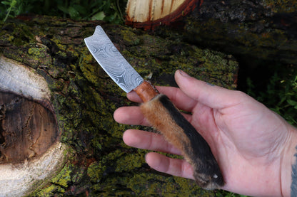 Damascus Red Fox Paw Cleaver