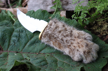 Bobcat Paw Knife with Leather Sheath