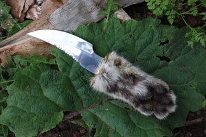 Bobcat Paw Knife with Leather Sheath