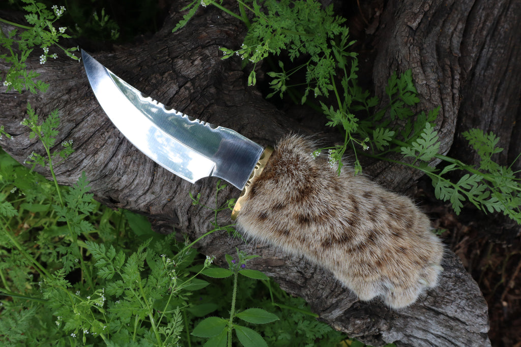 Bobcat Paw Knife with Leather Sheath