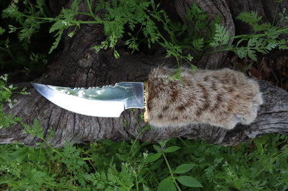 Bobcat Paw Knife with Leather Sheath