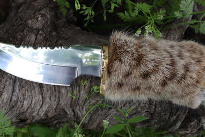 Bobcat Paw Knife with Leather Sheath